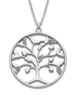 Damen Halskette LS2084-1/1 Lotus Style Lebensbaum im Kreis Strass Anhänger
