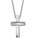 Herren Halskette mit Doppel Kreuz silberfarbig Kette Lotus Style LS1984-1/3 Anhänger