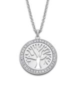 Damen Halskette Collier Lotus Style Lebensbaum Kreis Strass LS2181-1/1 Anhänger