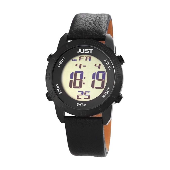 Just Watch Herren Digital Uhr JU20079-001 schwarz Lederarmband 44 mm