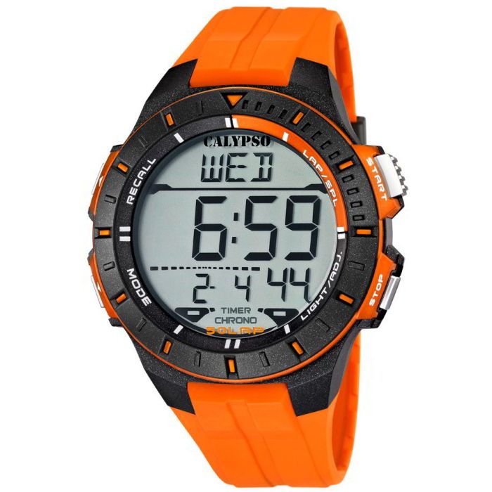 Calypso Uhr Digital Herrenuhr K5607/1 Orange schwarz Digital Armbanduhr