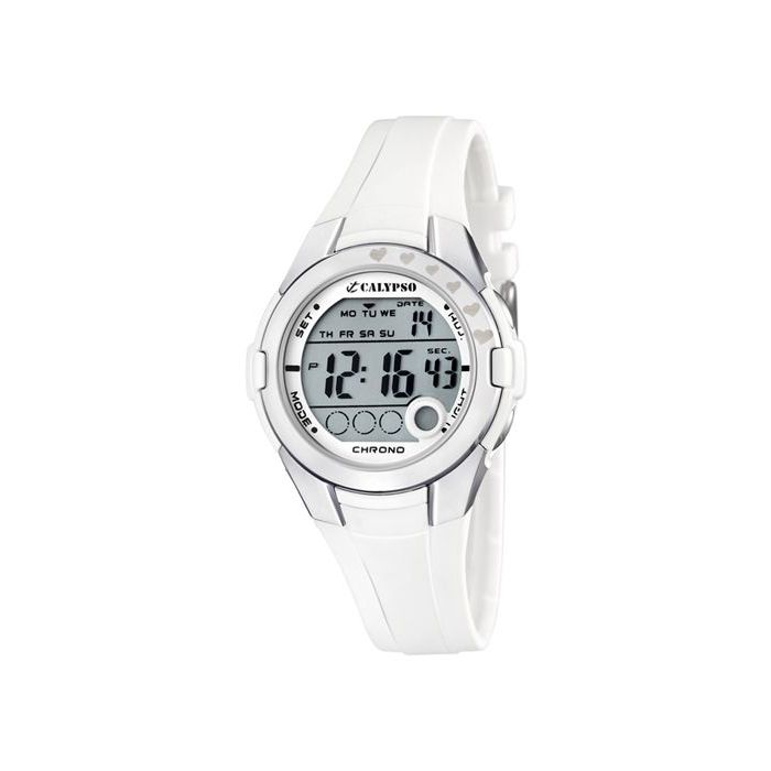 Calypso Uhr Mädchen Digitaluhr Armbanduhr K5571/1 weiß Herzen