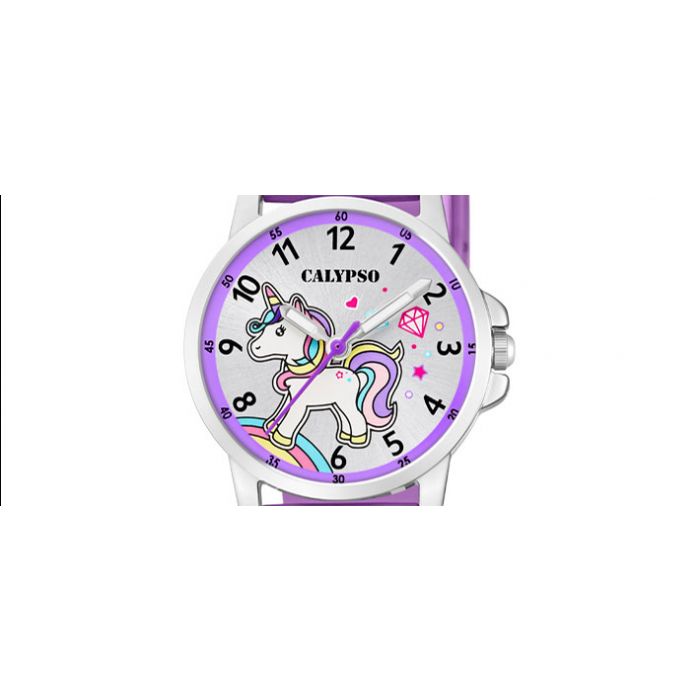 Calypso Kinder Armbanduhr Mädchen Uhr Einhorn PU-Band lila K5776/6