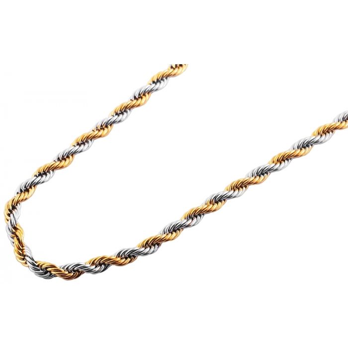 Collier Kordelkette Bicolor Edelstahlkette gold-silber-farbig 50 cm  Halskette