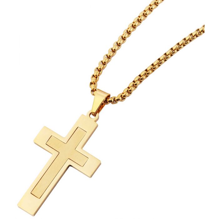 Klassiek oosters Afgrond Herren Halskette mit Kreuz Anhänger gold-farbig 61 cm Venezianerkette