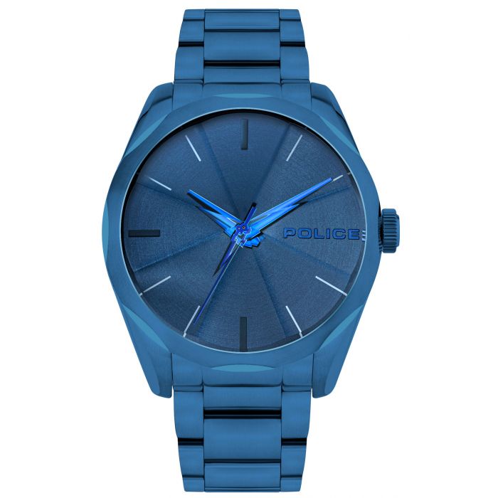 Police Armbanduhr Herrenuhr Edelstahl Uhr blau