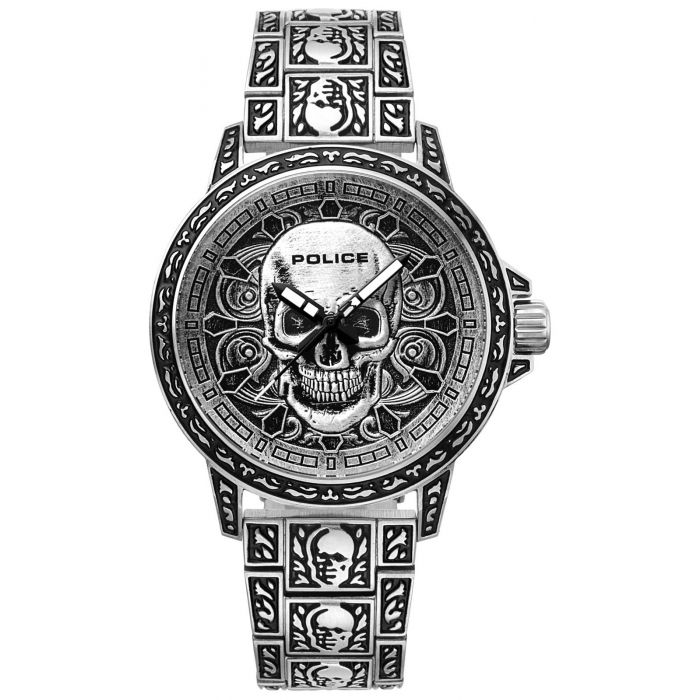 Police Armbanduhr Armband Geschenk-Set Skull Totenkopf Uhr PL15530SKS-SET1