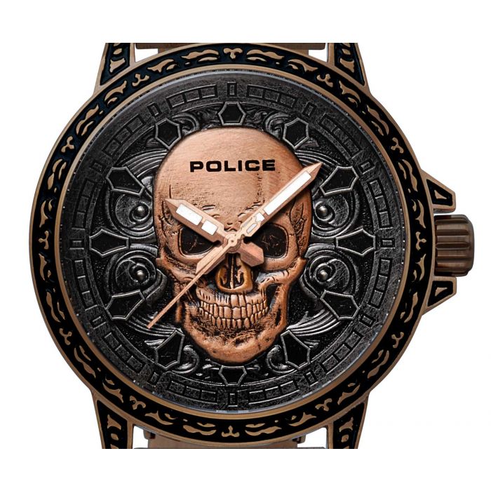Police Armbanduhr Armband Geschenk-Set Totenkopf Uhr PL15530SKQBZ-SET2