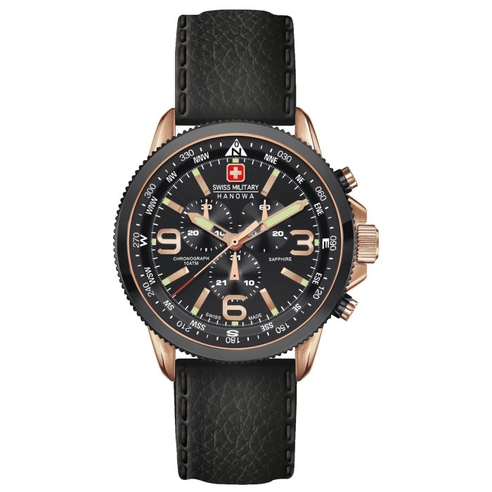 Military Lederband schwarz Chrono ARROW Swiss Hanowa