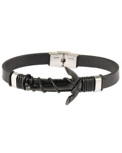 Akzent Leder Armband schwarz Echtleder Armschmuck Anker