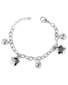 Akzent Armband Edelstahl Kugel mit Strass 20 cm