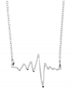 Halskette mit Herzschlag Anhänger Ankerkette 48 cm