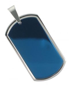 Dogtag Ketten-Anhänger blau glänzend für Halskette Akzent 1