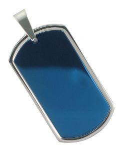 Dogtag Ketten-Anhänger blau glänzend für Halskette Akzent 1