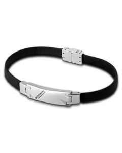 Lotus Style Herren Armband Leder LS1037-2/1 schwarz silber
