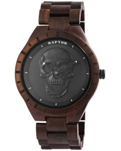 Raptor Armbanduhr Holz Totenkopf Uhr dunkelbraun RA20300-001