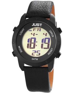 Just Watch Herren Digital Uhr 48-S10876-BK schwarz Lederarmband 44 mm