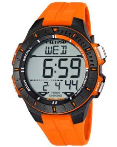 Calypso Uhr Digital Herrenuhr K5607/1 Orange schwarz Digitaluhr