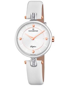 Candino Damenuhr C4658/1 Armbanduhr Lederarmband weiß