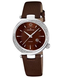 Candino Damenuhr C4532/2 Armbanduhr Uhr Leder braun silber Saphirglas Zirkone