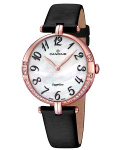 Candino Damen Armbanduhr C4602/4 Leder/Textilband schwarz Strass