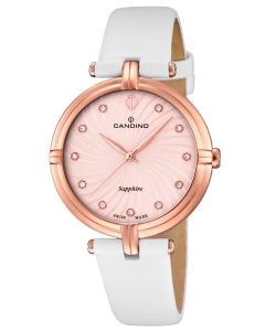 Candino Damenuhr C4600/1 Armbanduhr Lederband weiß rose