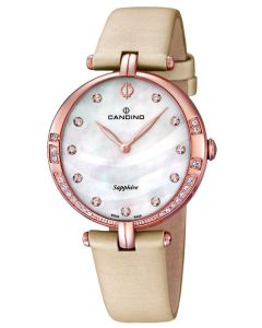 Candino Damen Armbanduhr C4602/1 Leder/Textilband beige Strass