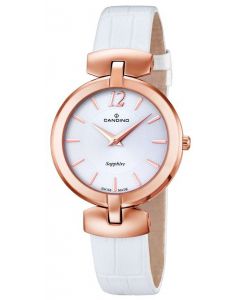 Candino Damenuhr C4567/1 Armbanduhr weiß rose Lederband