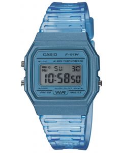 Casio Uhr Digital Armbanduhr transparent blau F-91WS-2EF