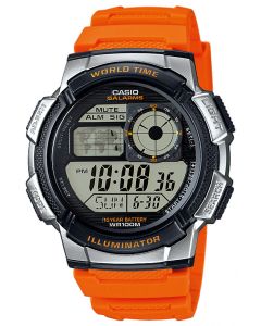 Casio Digital Uhr World Time AE-1000W-4BVEF orange