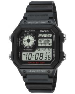 Casio Uhr AE-1200WH-1AVEF Digital Uhr schwarz 4 Zeitzonen Digitaluhr