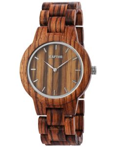 Raptor Damen Uhr Holz Armbanduhr braun gemasert Holzuhr RA10208-006