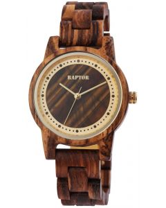 Raptor Damen Uhr Holz Armbanduhr braun golden Holzuhr RA10210-003