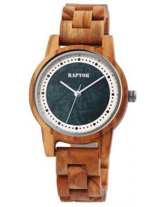 Raptor Damen Uhr Holz Armbanduhr braun blau Holzuhr RA10210-004