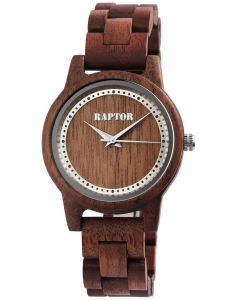Damen Uhr Holzuhr Armbanduhr dunkelbraun Raptor RA20042-004