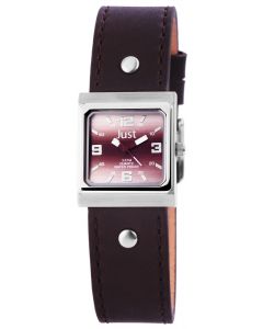 Just Damen Uhr Echt Leder JU10155-014 braun Armbanduhr eckig