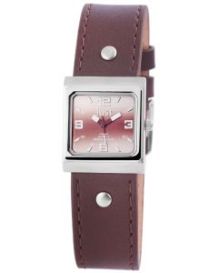 Just Damen Uhr Echt Leder JU10155-015 rot Armbanduhr eckig
