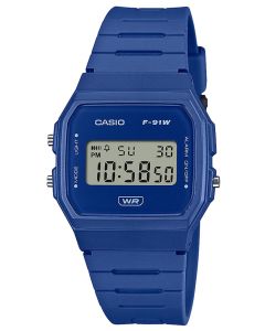 Casio Uhr Digital Collection Armbanduhr blau F-91WB-2A1EF