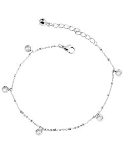 Fußkettchen aus Edelstahl Zirkonia 22,5 cm + 5 cm Akzent Fußkette