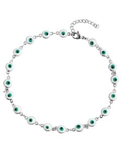 Fußkettchen Türkisches Auge 24 cm Akzent Fußkette Fußschmuck grün