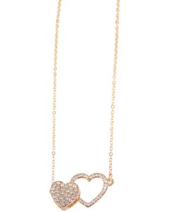 Halskette Herz Anhänger goldfarbig 45 cm Damen-Halskette Love