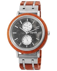 Raptor Armbanduhr Edelstahl Holzuhr braun silber Herren RA20278-004