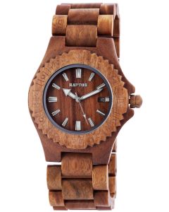 Damen Herren Holz Armbanduhr hellbraun Raptor Uhr Holzuhr Datum