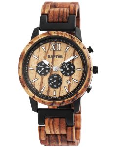 Raptor Herren Uhr Holz Armbanduhr Zebraholz RA20255-003