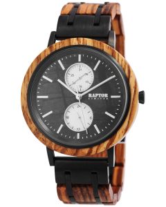 Raptor Armbanduhr Edelstahl Holzuhr RA20278-002