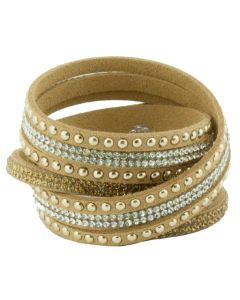 Wickelarmband Doppelarmband Modeschmuck-Armband beige 17 cm