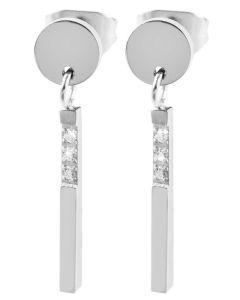 Akzent Ohrringe Balken mit Strass Ohrstecker Edelstahl Ohrschmuck silberfarbig neu