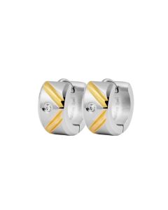 Akzent Klapp-Creolen Edelstahl Ohrringe Bicolor Damen Ohrschmuck 13 mm