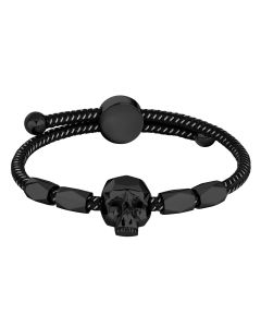 Police Herrenarmband Kordelarmband Totenkopf schwarz PJ26554BLB.01