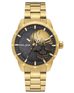 Police Armbanduhr Totenkopf Edelstahlarmband golden PL15715JSG.78M